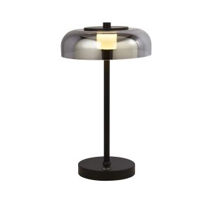 Single LED Table Lamp Matt Black/Smoked Glass Finish