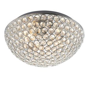 Chryla 3 Light G9 Polished Chrome IP44 Bathroom Flush Light With Clear Faceted Crystals