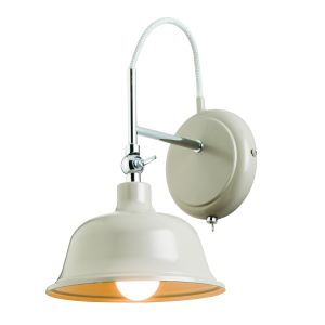Laughton 1 Light E27 Light Grey & Polished Chrome Wall Light With Toggle Switch