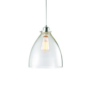 Elstow 1 Light E27 Or B22 Non Electric Clear Glass Shade With Chrome Effect Trim (Shade Only)