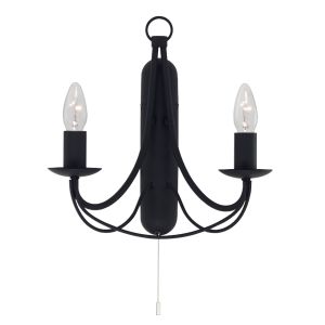 Maypole 2 Light Black W/Iron Wall Brkt