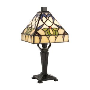 Alcea 1 Light E14 Dark Bronze Table Lamp With Inline Switch C/W Tiffany Shade