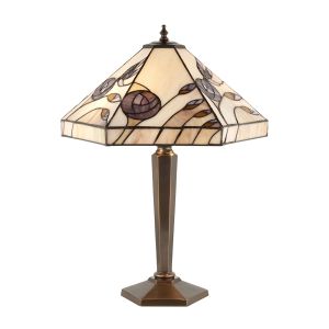 Damselfly 2 Light E27 Medium Table Lamp With Inline Switch C/W Tiffany Shade