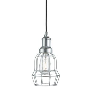 Bell Cage 1 Light Chrome Cage Pendant