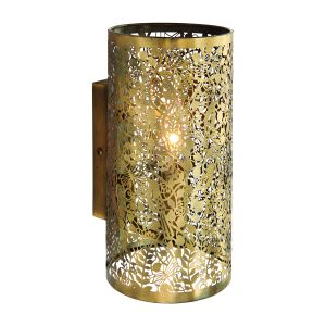 Secret Garden 1 Light E14 Antiqur Brass Patterened Wall Light