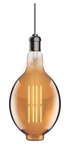 Classic Deco LED Bulged Tubular BT180 H Filament E27 4W Extra Warm White 1800K, 300lm, Gold Finish, 5yrs Warranty