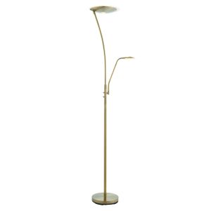 Alassio 2 Light 18W & 6W 3000K 1150lm Integrated LED Antique Brass Mother & Child Floor Lamp
