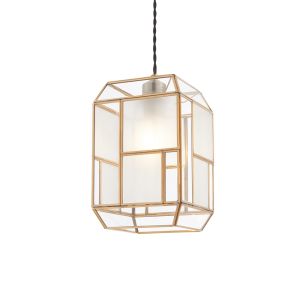 Chatsworth 1 Light E27 Or B22 Polished Solid Brass With Clear/Frosted Glass Panes Non Electric Shade (Shade Only)