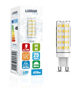 Pixy LED G9 5W 6000K Cool White, 420lm Non-Flickascotg, Clear Finish, 3yrs Warranty 17*50mm
