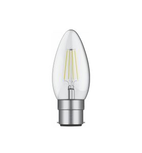 Value Classic LED Candle B22d Dimmable 4W Warm White 2700K, 470lm, Clear Finish, 3yrs Warranty