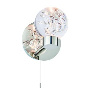 Vera 1 Light 3W 3000K, 150lm Integrated LED Polished Chrome IP44 Bathroom Wall Light C/W Clear Acrylic Balls