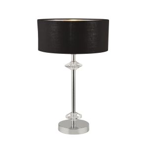 Searchlight 7651CC New Milas Single Table Lamp Polished Chrome With Black Shade/Silver Inner Finish