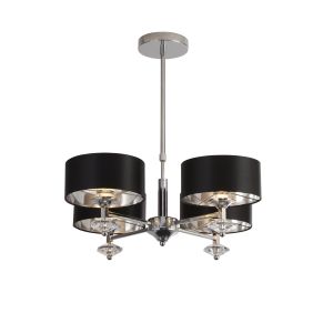 Searchlight 7654-4CC New Milas 4 Light Pendant Polished Chrome With Black Shades/Silver Inner Finish