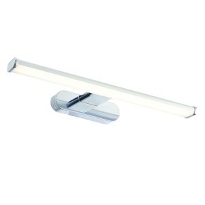 Horsley 1 Light 8W Integrated LED 6500K, 600lm Polished Chrome IP44 Wall Light With White Ribbed Shade