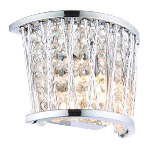 Sophia 1 Light G9 Polished Chrome Wall Light With Clear Crystal Details
