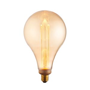 XL E27 2.5W 2300K, 120lm LED Globe 148mm Bulb With Tinted Amber Glass