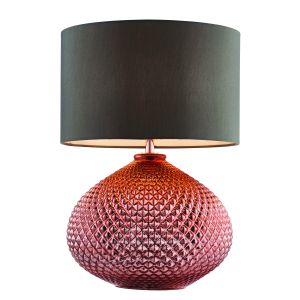 Livia 1 Light E27 Copper 'Mercury' Glass Base Table Lamp C/W Vintage Grey Faux Silk Shade