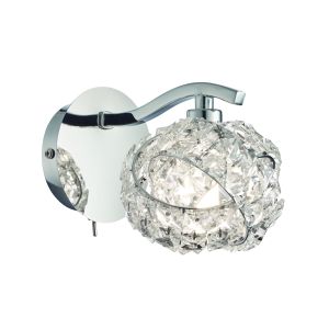 Talia 1 Light G9 Polished Chrome Wall Light With Toggle Switch & Clusters Of  Inter-Linked Clear Glass Crystals