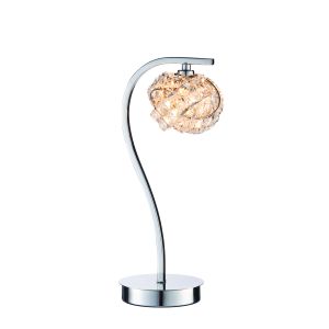 Talisbon 1 Light G9 Polished Chrome Table Lamp With Touch Base & Clusters Of  Inter-Linked Clear Glass Crystals