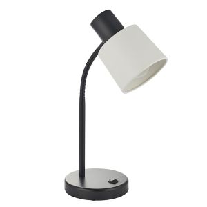 Ben 1 Light E27 Matt Black & White Finish Table/Desk Table Lamp With Integrated USB Socket