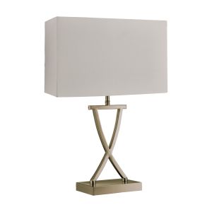 Club Table Lamp, Antique Brass, Ccrain Rectangle Shade