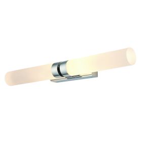 Salano 2 Light Polished Chrome 6W 420lm LED Integrated Bathroom Wall Ligh With Frosted Acrylic Shade