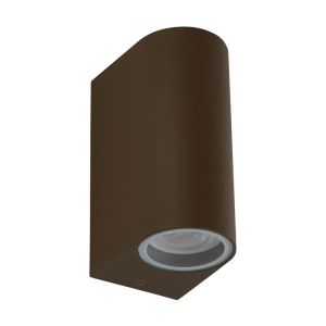 Eiffel 2 Light LED Integrated Outdoor IP44 Wall Light Rust Brown With Glass