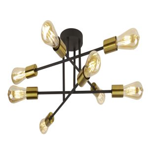 Armstrong 8 Light Ceiling Light Black And Satin Brass