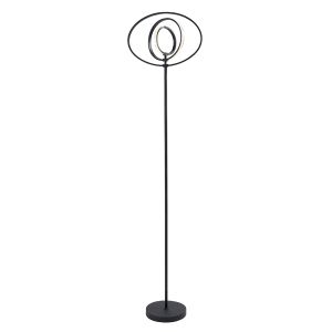Avali Matt Black Adjustable Hoop Position Floor Lamp, 4 Ring, 24W LED 1950lm