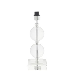 Metro 1 Light E27 Clear Crystal  2 Sphere (Base Only) Table Lamp With Inline Switch