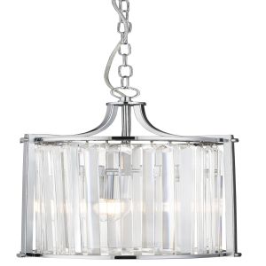 Victoria 2 Light Pendant, Chrome With Crystal Glass