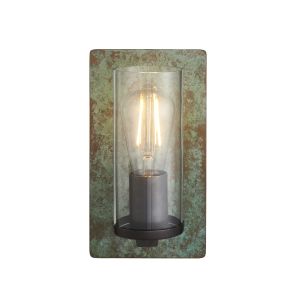 Ongio 1 Light E27 Verdigris Bronze Wall Light With Clear Glass Shade
