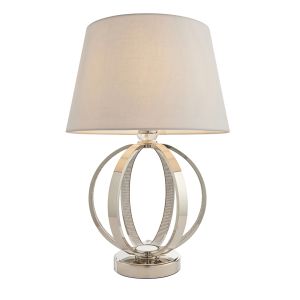 Ritz 1 Light E14 Bright Nickel Finish Table Lamp Encrusted With Thousands Of Clear Faceted Reflective Detail (Base Only)