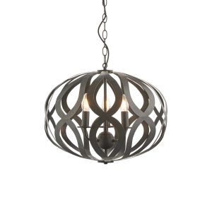 Sirolo 3 Light E14 Black With Antique Brushed Bronze Effect Adjustable Pendant