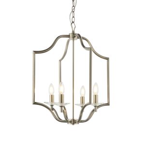 Lainey 4 Light E14 Antique Brass With Clear Crystal Sconces Adjustable Pendant