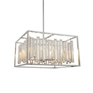 Acadia 6 Light E14 Chrome Pendant With Clear Bevelled Glass Crystal Details
