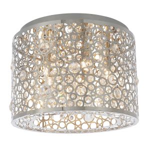 Fayola 5 Light G9 Chrome Laser Cut Flush Ceiling Light With K5 Faceted Crystals