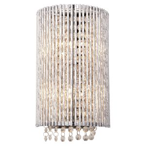 Galina 2 Light G9 Chrome Wall Light With Decorative twisted Chrome Rods & K9 Reflective Clear Crystals