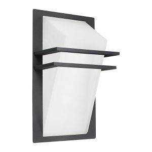 Park 1 Light E27 Outdoor Wall Light Anthracite With White Shade