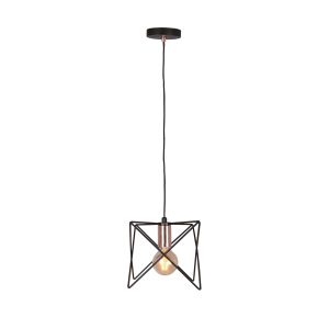 Searchlight 8411-1BK Anthea Single Pendant Black Frame With Copper Detail Finish