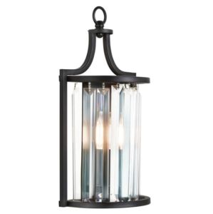 Victoria 1 Light Wall Light, Black With Crystal Glass