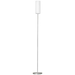 Troy 1 Light E27 Satin Nickel Floor Lamp With Glass Opal Matt Shade With Foot Switch