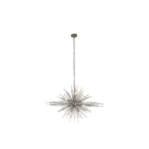 Searchlight 8610-10SS Starburst 10 Light Pendant Satin Silver With Clear Glass Bead Detail Finish