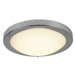 LED Flush Satin Silver Fitting, Opal Glass, 12W