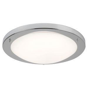 LED Flush Satin Silver Fitting, Opal Glass, 20W