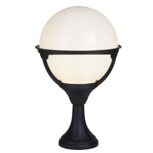 Orb Lantern Outdoor 1 Light Post, Black/Round Opal Shade