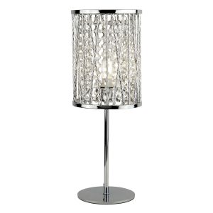 Elise 1 Light Table Lamp, Chrome, Crystal Drops