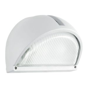 Onja 1 Light E27 Outdoor IP44 White Wall Light With Ribbed Glass
