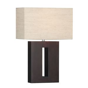 Calven - Dark Wood Square Table Lamp Contemporary Wood Shade