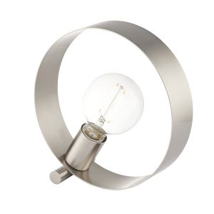 Hoop 1 Light E27 Brushed Nickel Table Lamp With Inline Switch